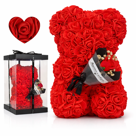 🌹 Miś z Róż – Czerwony w Eleganckim Boxie 🌹